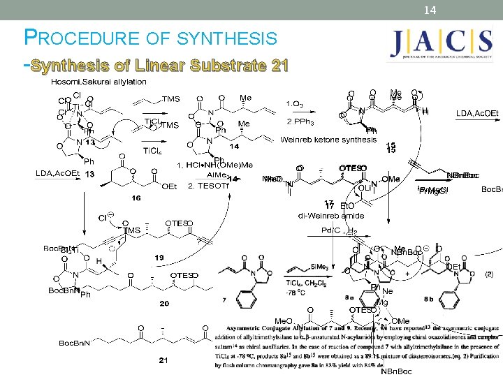 14 PROCEDURE OF SYNTHESIS -Synthesis of Linear Substrate 21 