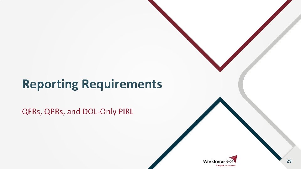 Reporting Requirements QFRs, QPRs, and DOL-Only PIRL 23 