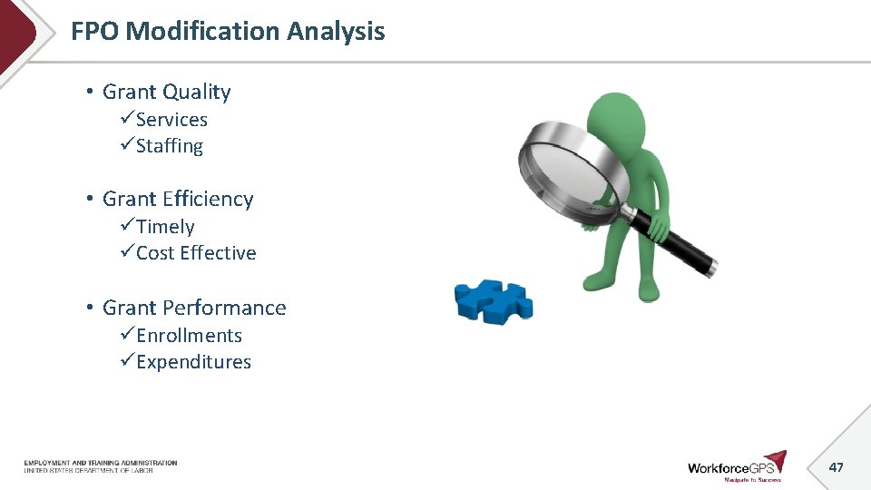 FPO Modification Analysis • Grant Quality üServices üStaffing • Grant Efficiency üTimely üCost Effective
