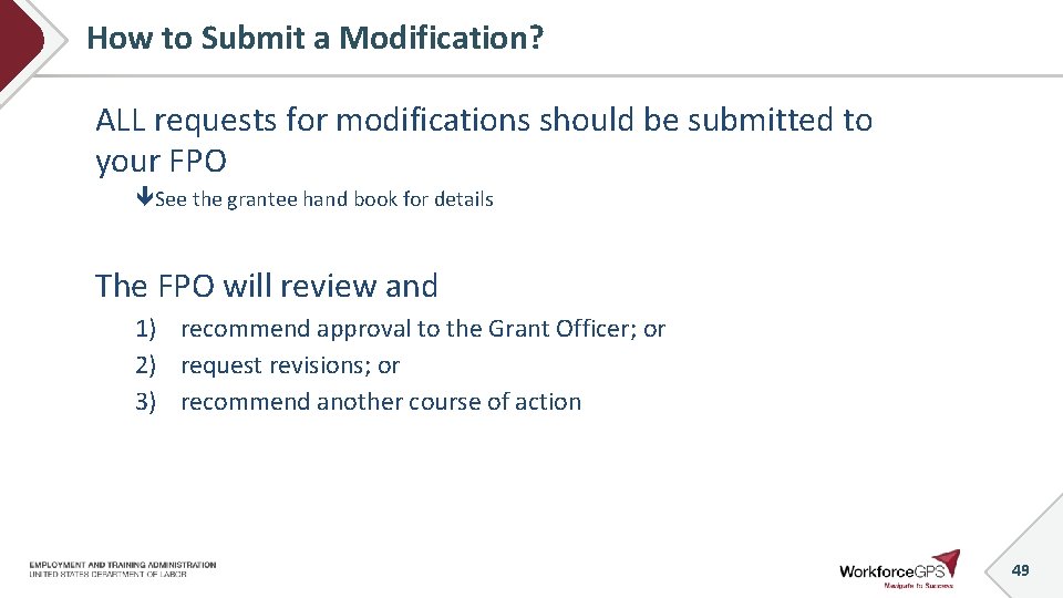 How to Submit a Modification? ALL requests for modifications should be submitted to your