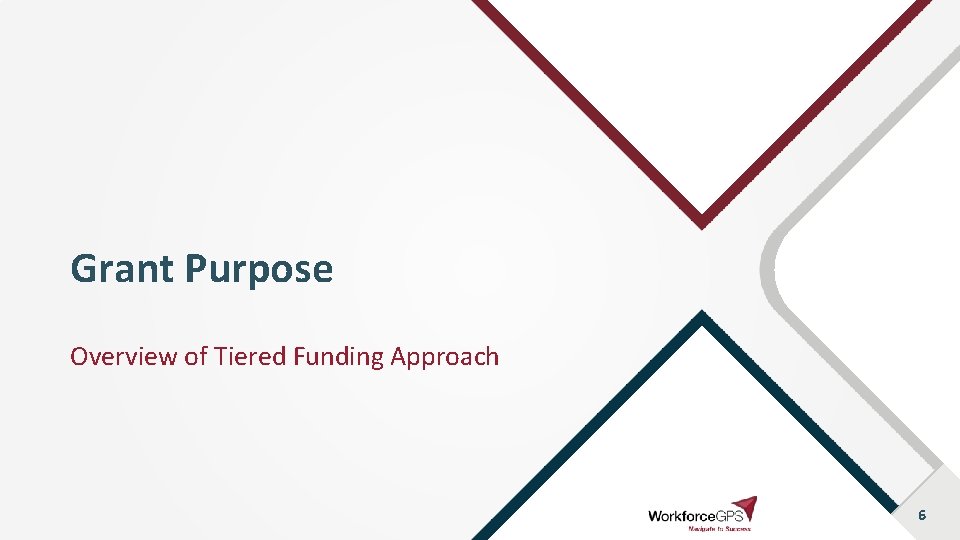 Grant Purpose Overview of Tiered Funding Approach 6 