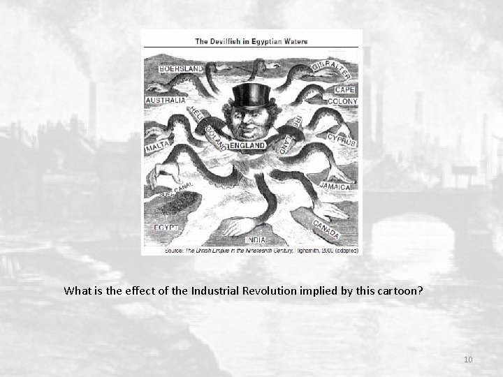 What is the effect of the Industrial Revolution implied by this cartoon? 10 What is the effect of the Industrial Revolution implied by this cartoon? 10