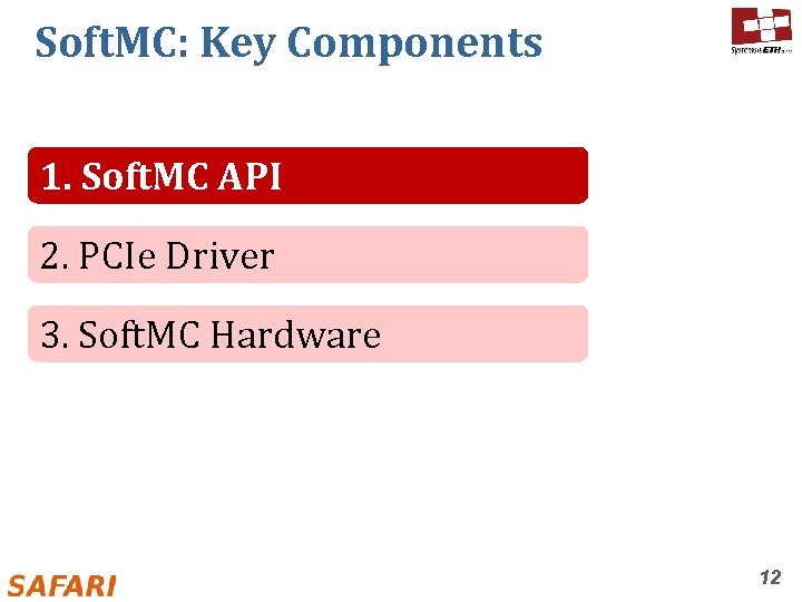 Soft. MC: Key Components 1. Soft. MC API 2. PCIe Driver 3. Soft. MC