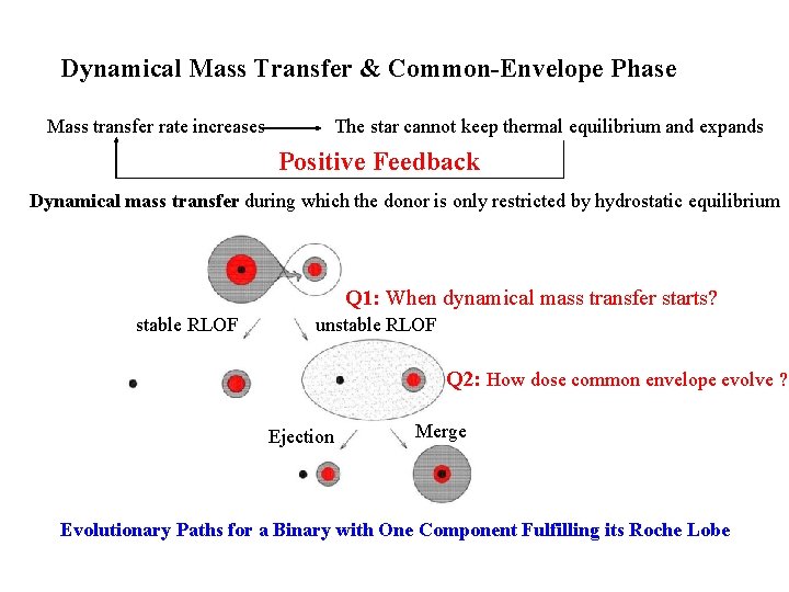 Dynamical Mass Transfer & Common-Envelope Phase Mass transfer rate increases The star cannot keep Dynamical Mass Transfer & Common-Envelope Phase Mass transfer rate increases The star cannot keep