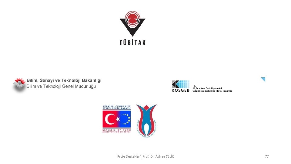 Proje Destekleri, Prof. Dr. Ayhan ÇELİK 77 Proje Destekleri, Prof. Dr. Ayhan ÇELİK 77