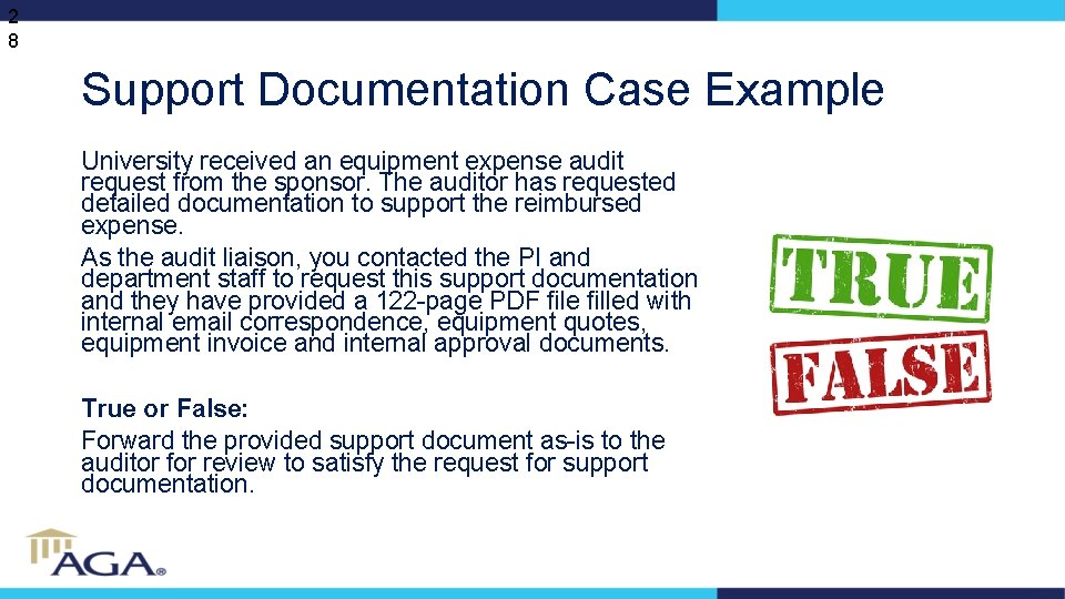 2 8 Support Documentation Case Example University received an equipment expense audit request from