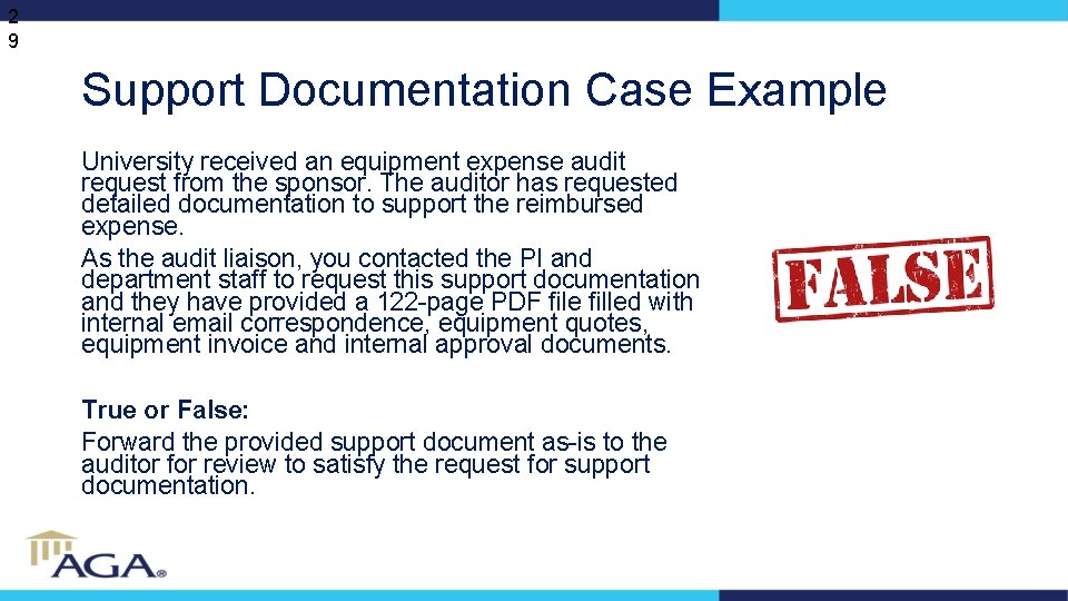 2 9 Support Documentation Case Example University received an equipment expense audit request from