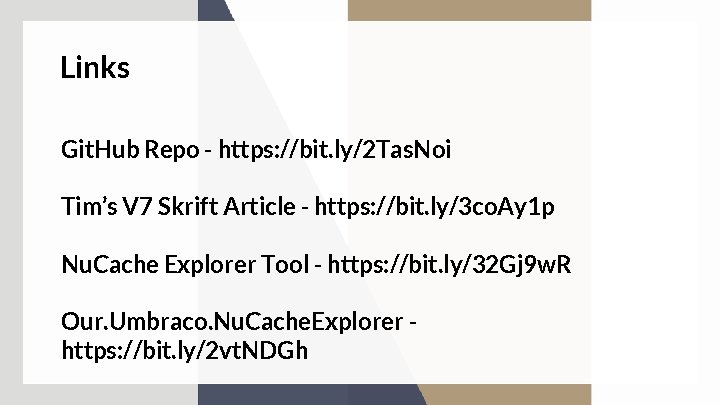 Links Git. Hub Repo - https: //bit. ly/2 Tas. Noi Tim’s V 7 Skrift