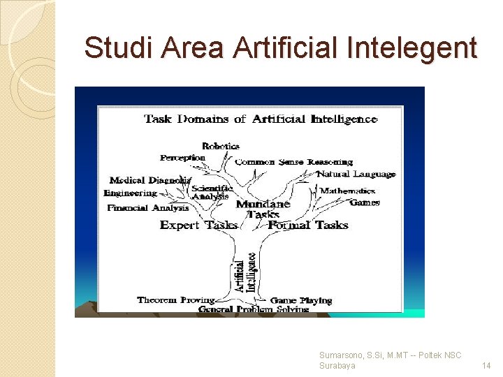 Studi Area Artificial Intelegent Sumarsono, S. Si, M. MT -- Poltek NSC Surabaya 14