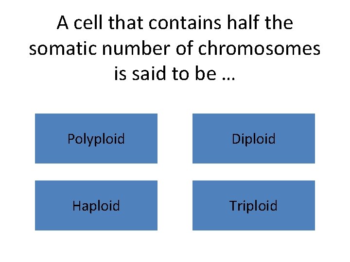 A cell that contains half the somatic number of chromosomes is said to be