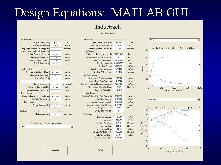 Design Equations: MATLAB GUI 