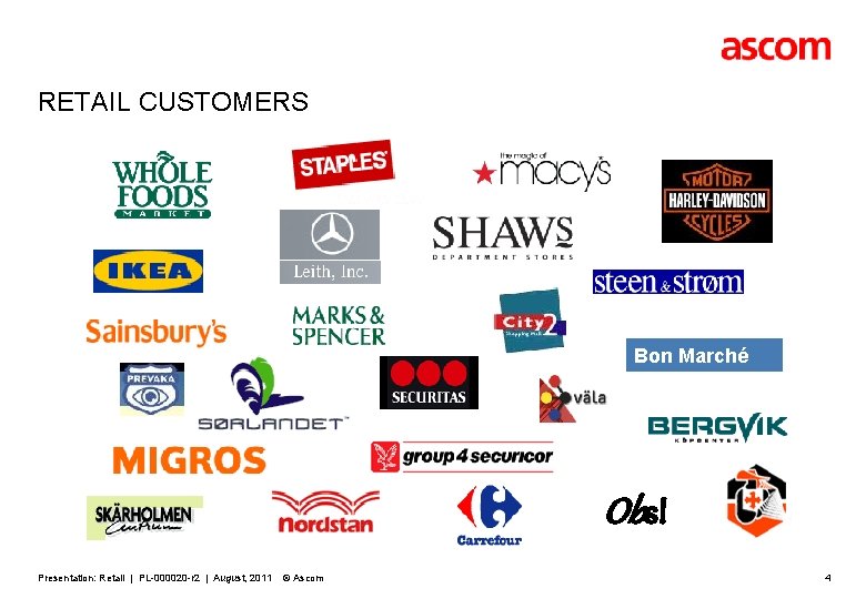 RETAIL CUSTOMERS Bon Marché Obs! Presentation: Retail | PL-000020 -r 2 | August, 2011 RETAIL CUSTOMERS Bon Marché Obs! Presentation: Retail | PL-000020 -r 2 | August, 2011