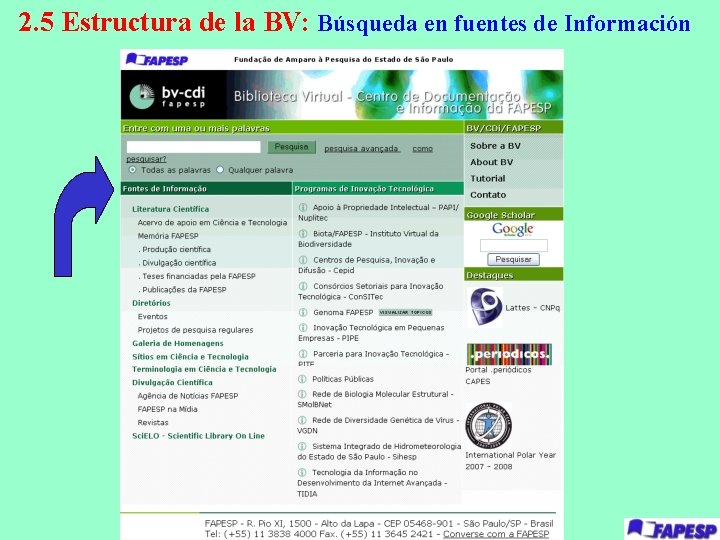 2. 5 Estructura de la BV: Búsqueda en fuentes de Información 