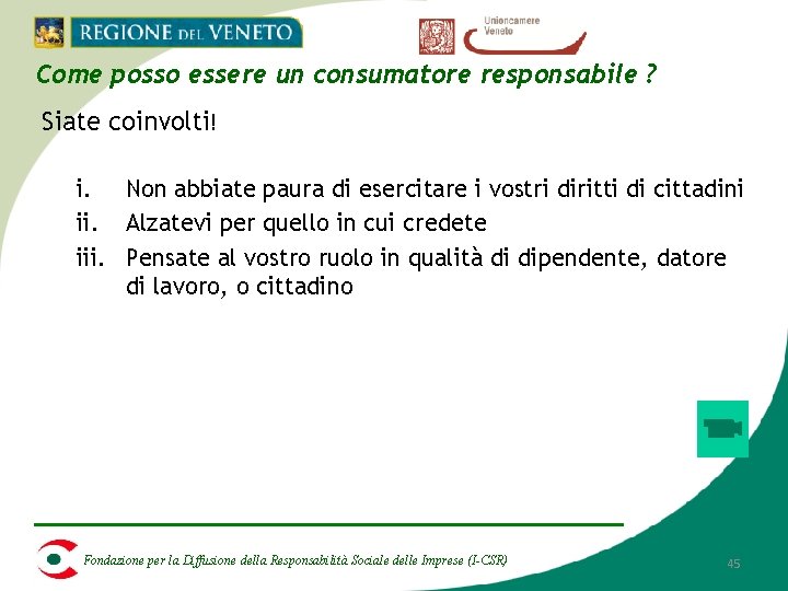 Come posso essere un consumatore responsabile ? Siate coinvolti! i. Non abbiate paura di