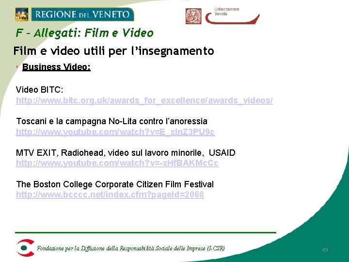 F – Allegati: Film e Video Film e video utili per l’insegnamento ‣ Business