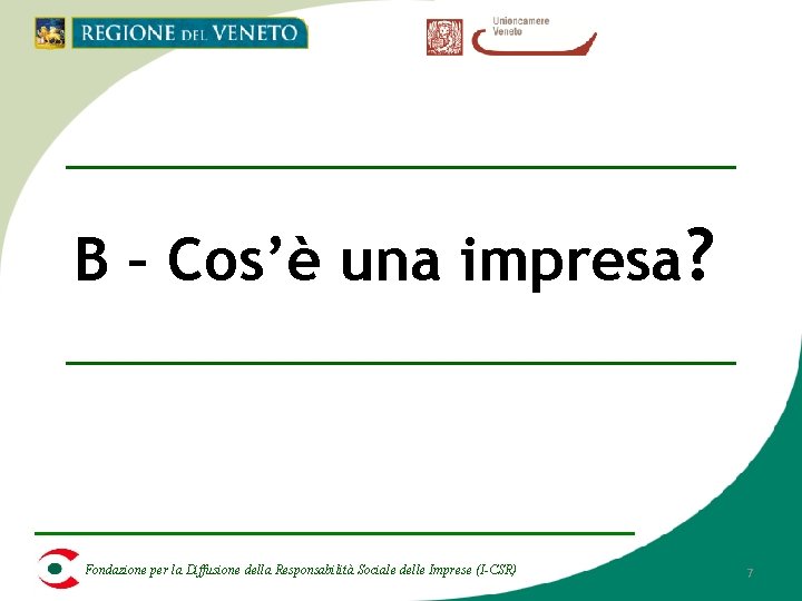 B – Cos’è una impresa? Fondazione per la Diffusione della Responsabilità Sociale delle Imprese