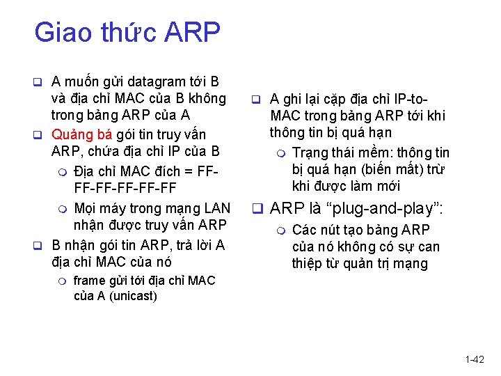 Giao thức ARP q A muốn gửi datagram tới B và địa chỉ MAC