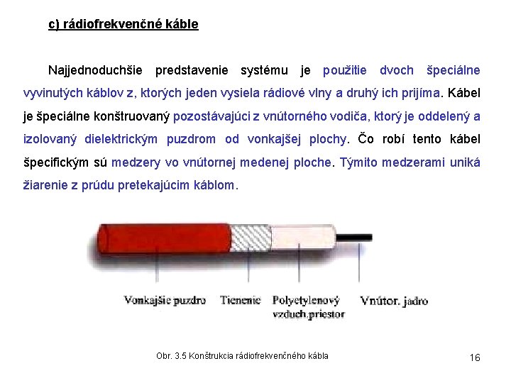 c) rádiofrekvenčné káble Najjednoduchšie predstavenie systému je použitie dvoch špeciálne vyvinutých káblov z, ktorých