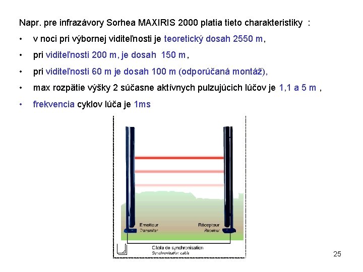 Napr. pre infrazávory Sorhea MAXIRIS 2000 platia tieto charakteristiky : • v noci pri