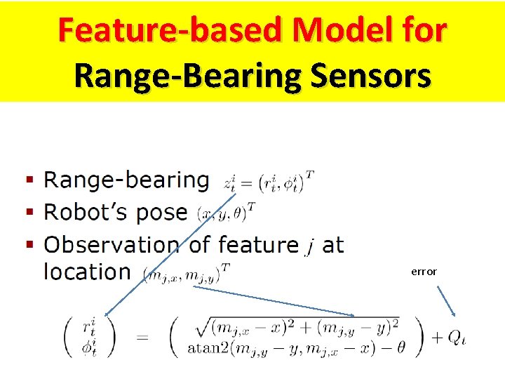 Feature-based Model for Range-Bearing Sensors error 