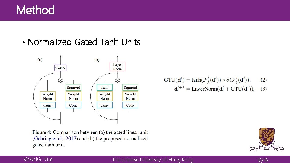 Method • Normalized Gated Tanh Units WANG, Yue The Chinese University of Hong Kong Method • Normalized Gated Tanh Units WANG, Yue The Chinese University of Hong Kong