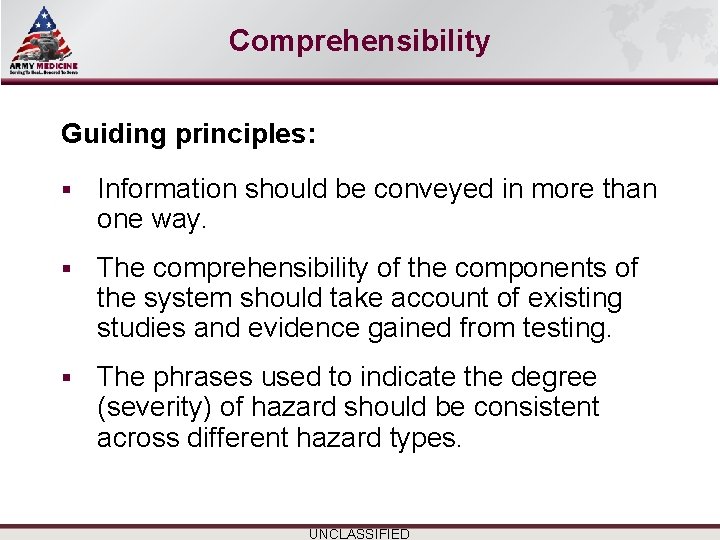 Select SLIDE MASTER to Insert Briefing Title Here Comprehensibility Guiding principles: § Information should Select SLIDE MASTER to Insert Briefing Title Here Comprehensibility Guiding principles: § Information should