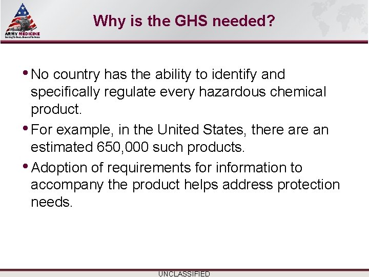 Select SLIDE MASTER to Insert Briefing Title Here Why is the GHS needed? • Select SLIDE MASTER to Insert Briefing Title Here Why is the GHS needed? •