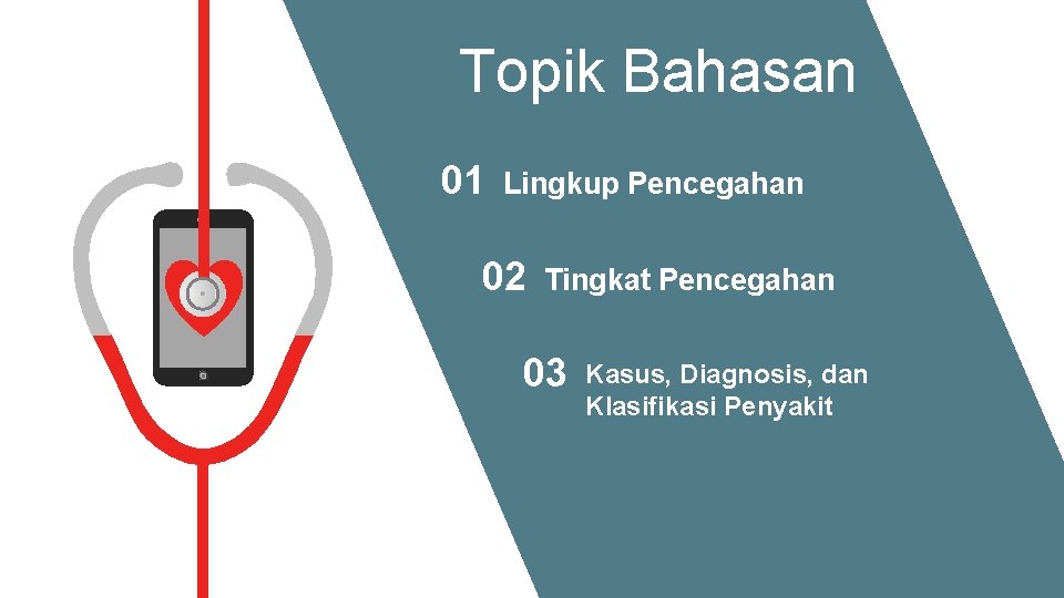 Topik Bahasan 01 Lingkup Pencegahan 02 Tingkat Pencegahan 03 Kasus, Diagnosis, dan Klasifikasi Penyakit