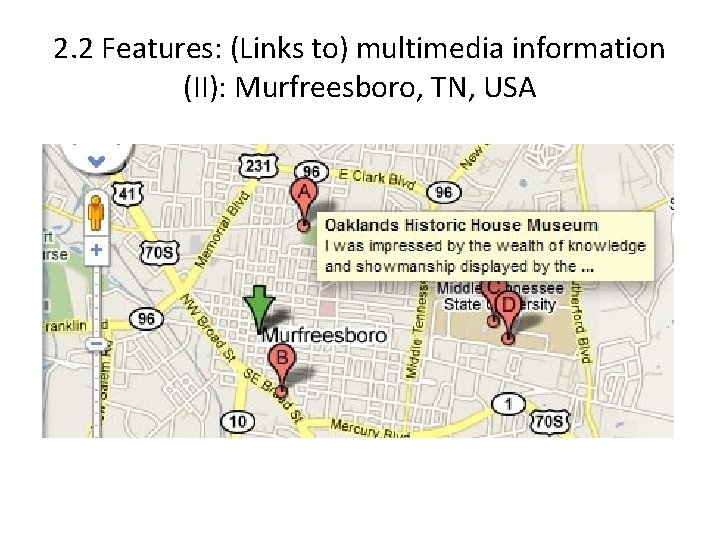 2. 2 Features: (Links to) multimedia information (II): Murfreesboro, TN, USA 