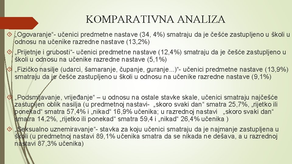 KOMPARATIVNA ANALIZA „Ogovaranje“- učenici predmetne nastave (34, 4%) smatraju da je češće zastupljeno u KOMPARATIVNA ANALIZA „Ogovaranje“- učenici predmetne nastave (34, 4%) smatraju da je češće zastupljeno u