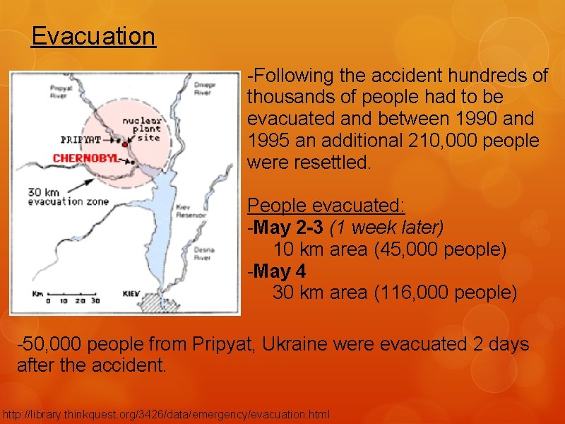 Evacuation -Following the accident hundreds of thousands of people had to be evacuated and
