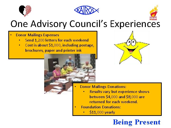 One Advisory Council’s Experiences • Donor Mailings Expenses • Send 1, 200 letters for