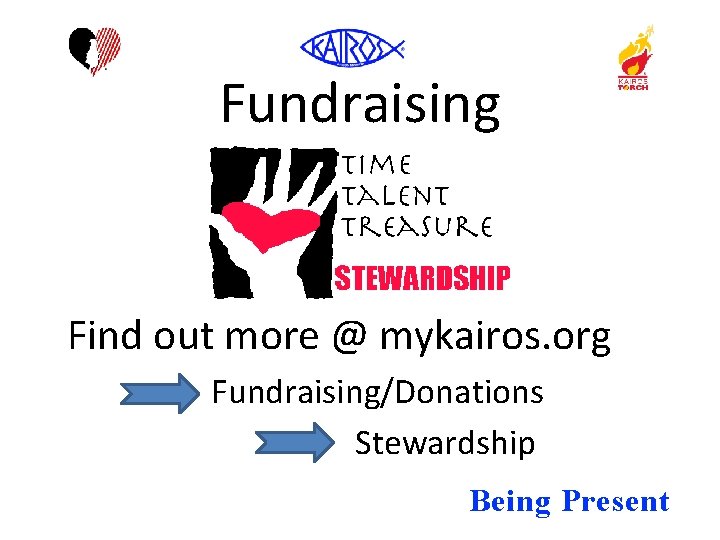 Fundraising Find out more @ mykairos. org Fundraising/Donations Stewardship Being Present 