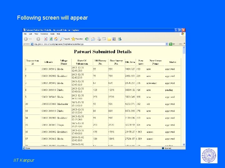 Following screen will appear IIT Kanpur Following screen will appear IIT Kanpur