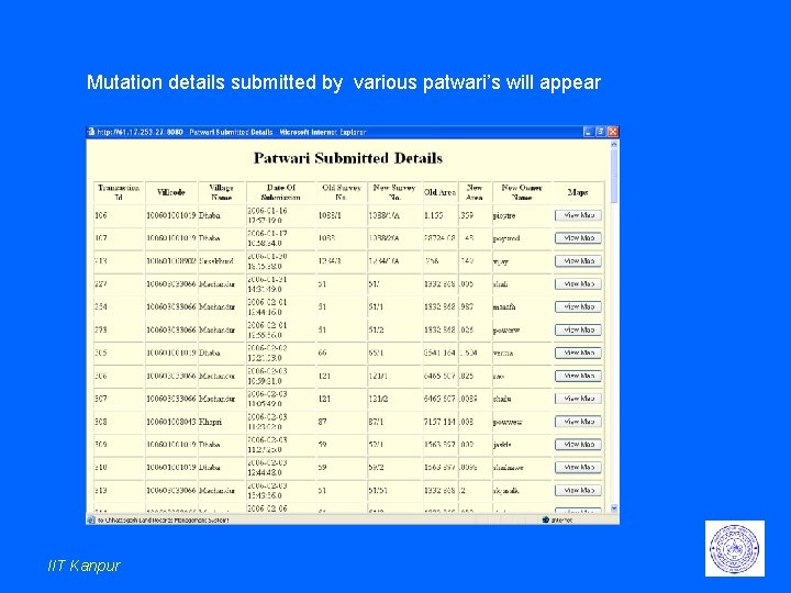 Mutation details submitted by various patwari’s will appear IIT Kanpur Mutation details submitted by various patwari’s will appear IIT Kanpur
