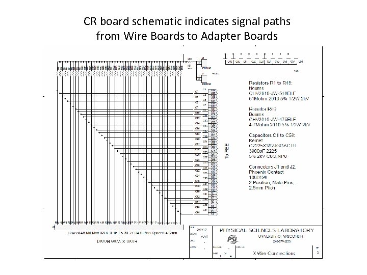 CR board schematic indicates signal paths from Wire Boards to Adapter Boards 