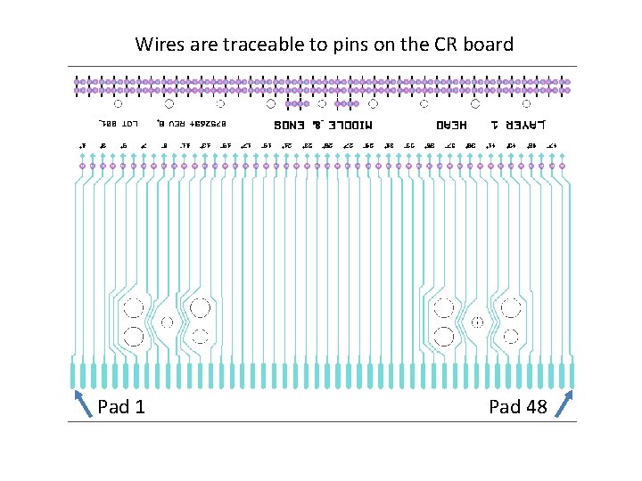Wires are traceable to pins on the CR board Pad 1 Pad 48 
