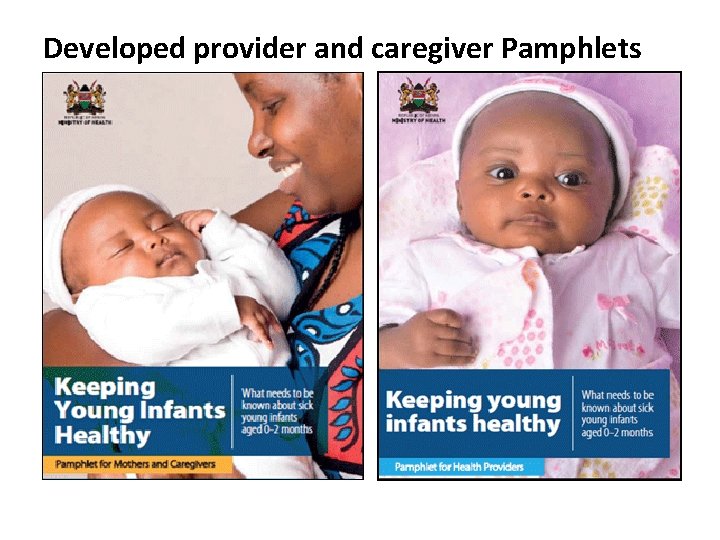 Developed provider and caregiver Pamphlets Developed provider and caregiver Pamphlets