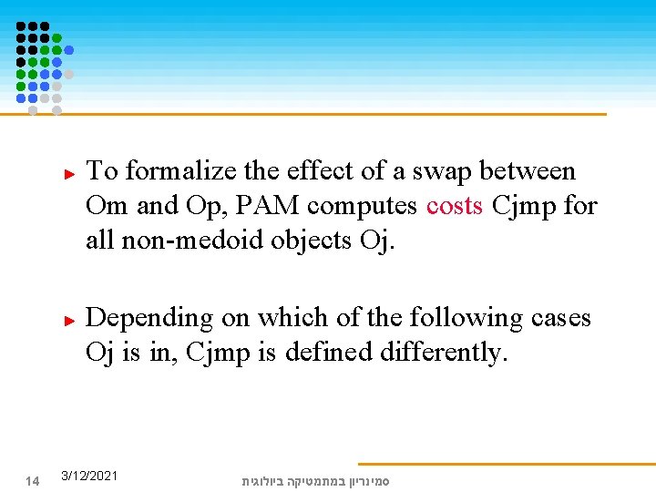 To formalize the effect of a swap between Om and Op, PAM computes costs