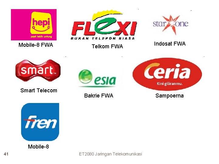 Mobile-8 FWA Smart Telecom Telkom FWA Bakrie FWA Mobile-8 41 ET 2080 Jaringan Telekomunikasi
