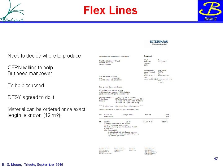 Flex Lines Need to decide where to produce CERN willing to help But need Flex Lines Need to decide where to produce CERN willing to help But need