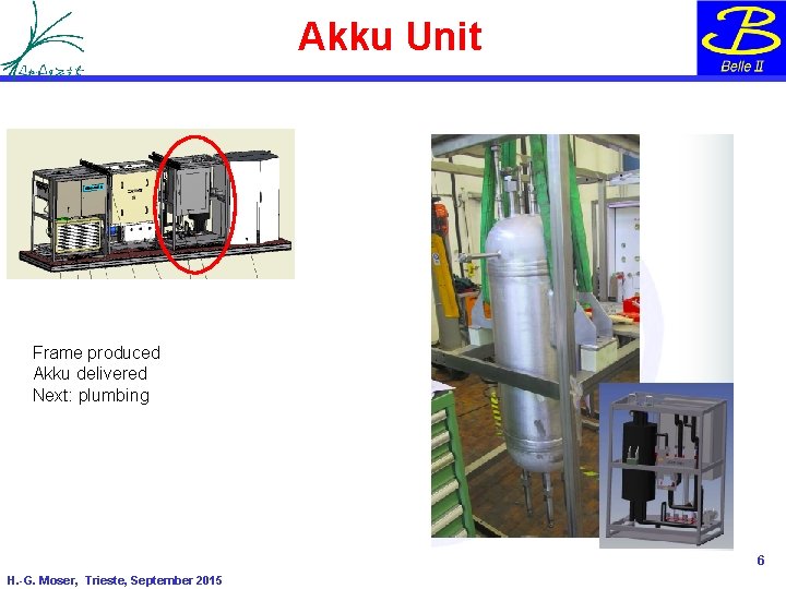 Akku Unit Frame produced Akku delivered Next: plumbing 6 H. -G. Moser, Trieste, September Akku Unit Frame produced Akku delivered Next: plumbing 6 H. -G. Moser, Trieste, September