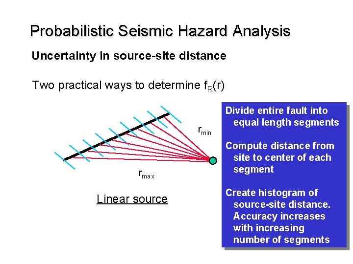 Probabilistic Seismic Hazard Analysis Uncertainty in source-site distance Two practical ways to determine f.