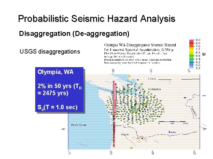 Probabilistic Seismic Hazard Analysis Disaggregation (De-aggregation) USGS disaggregations Olympia, WA 2% in 50 yrs