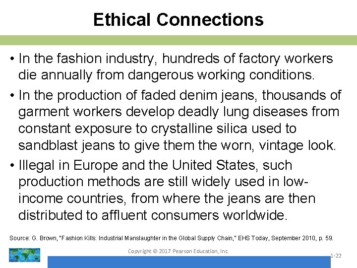 Ethical Connections • In the fashion industry, hundreds of factory workers die annually from Ethical Connections • In the fashion industry, hundreds of factory workers die annually from