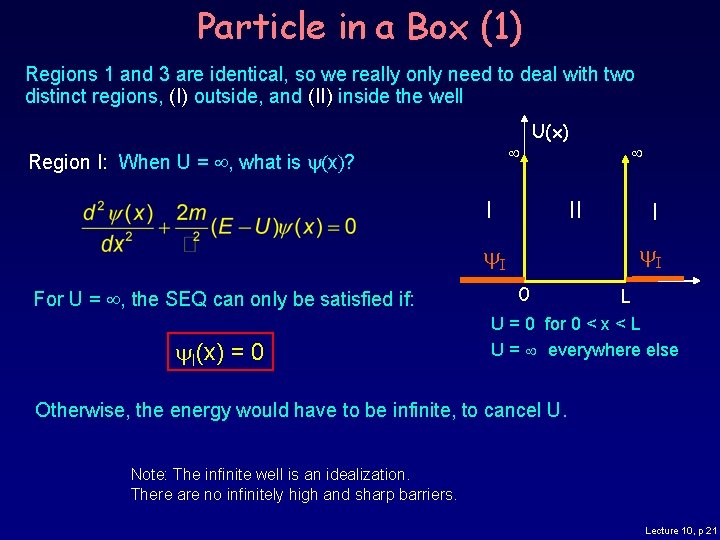 Particle in a Box (1) Regions 1 and 3 are identical, so we really