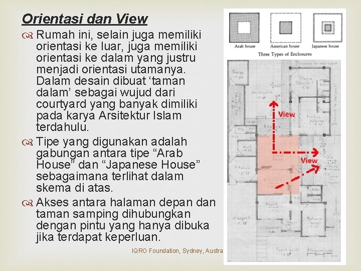 Orientasi dan View Rumah ini, selain juga memiliki orientasi ke luar, juga memiliki orientasi