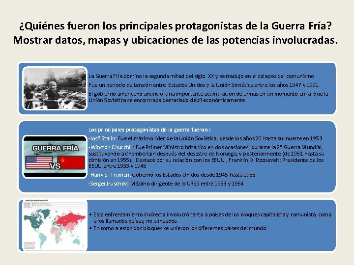 ¿Quiénes fueron los principales protagonistas de la Guerra Fría? Mostrar datos, mapas y ubicaciones