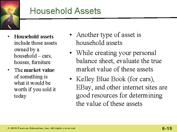 Household Assets • Household assets include those assets owned by a household – cars,