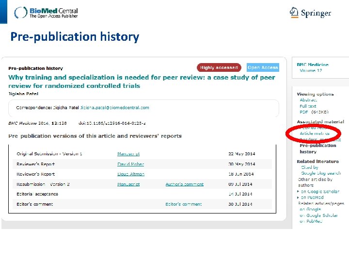 Pre-publication history Pre-publication history